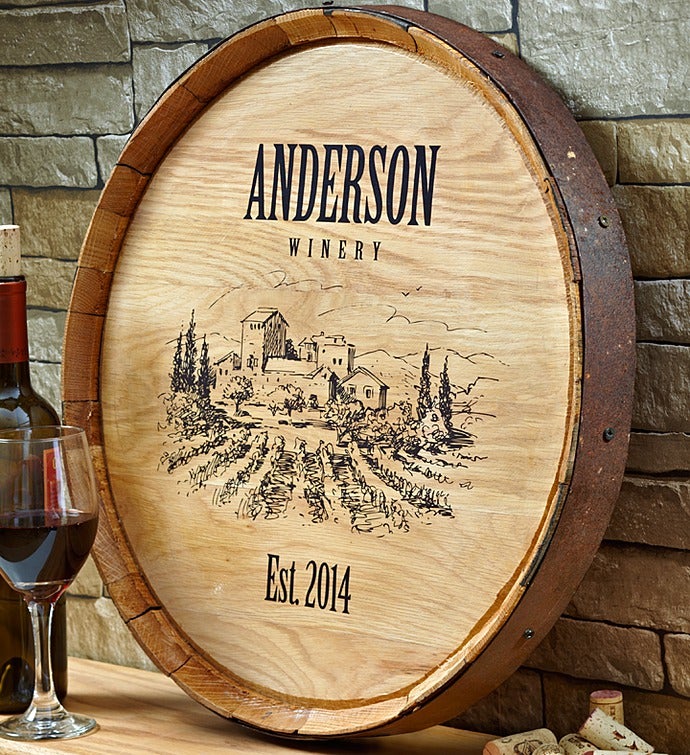 Personalized Vineyard Wine Barrel Sign
