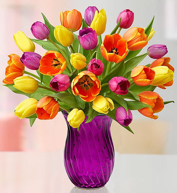 Assorted Tulip Bouquet + Free Vase