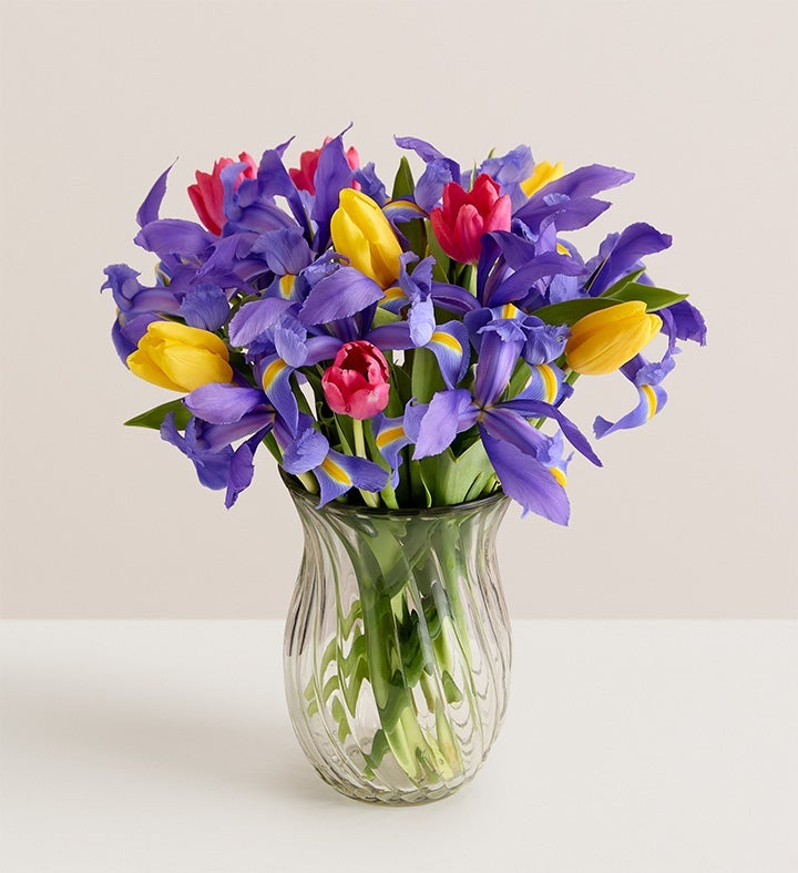 Fanciful Spring Tulip & Iris Bouquet