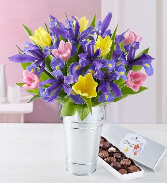 Fanciful Spring Tulip Iris Bouquet