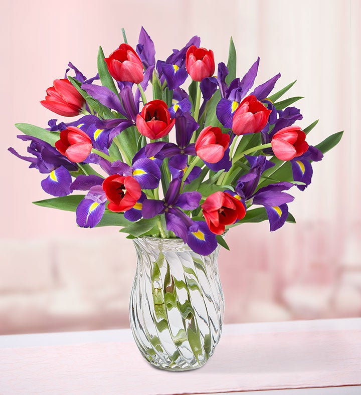 Bunches of Love Tulip & Iris Bouquet | 1800Flowers.com