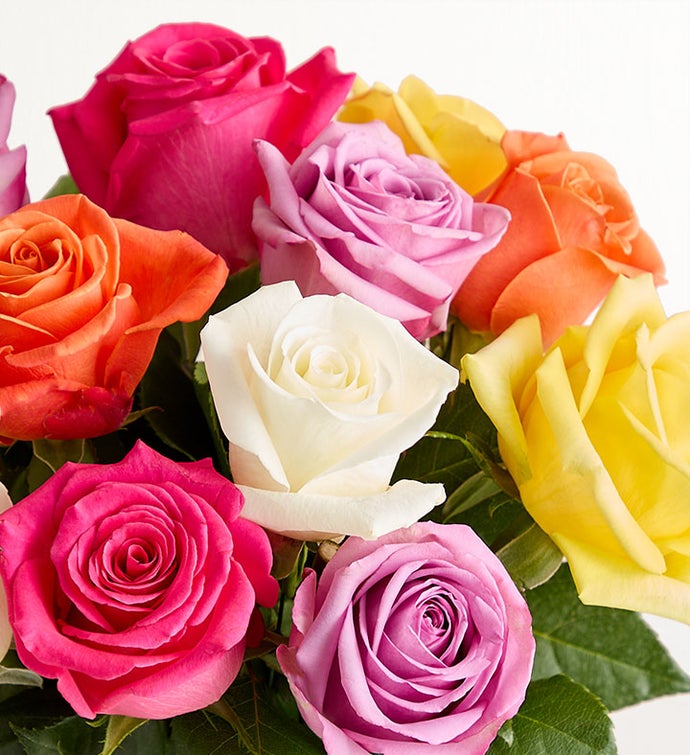 Two Dozen Assorted Roses for Romance