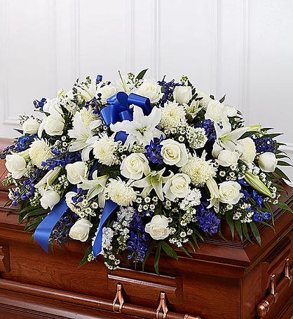 Blue Funeral Flowers, Blue & White Sympathy Flowers