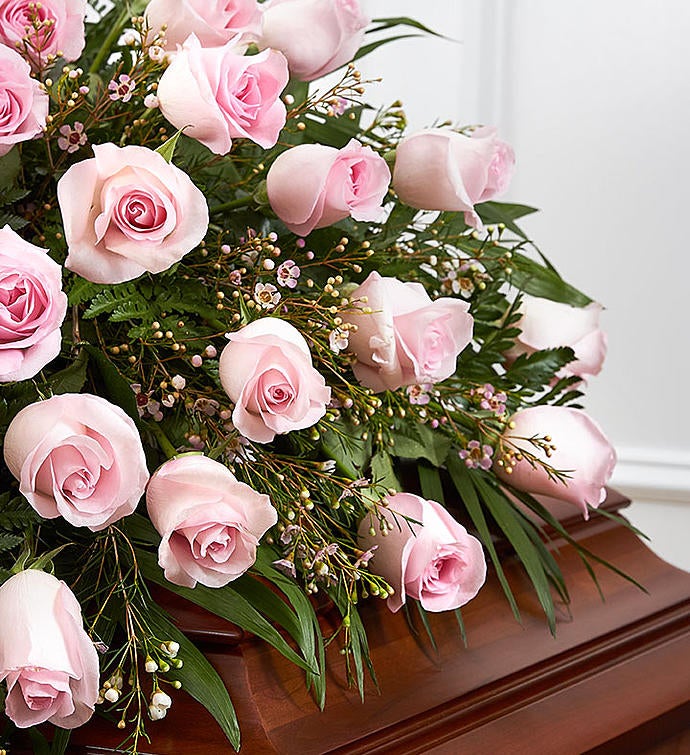 Pink Rose Half Casket Cover