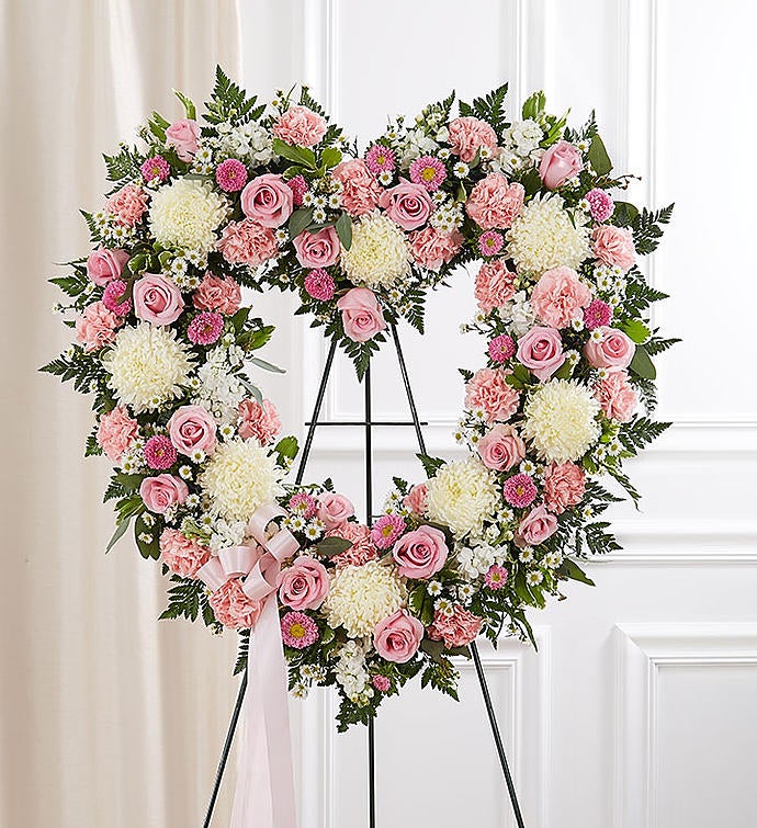 Always Remember™ Floral Heart Tribute   Pink & White