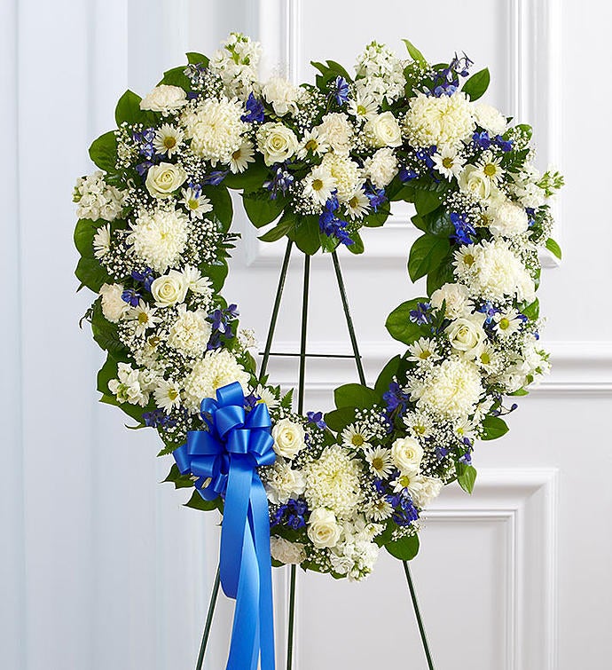 Always Remember™ Floral Heart Tribute- Blue & White