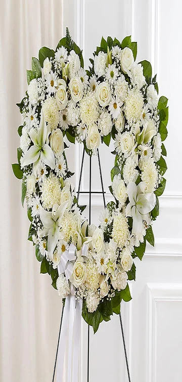 Always Remember™ Floral Heart Tribute- White
