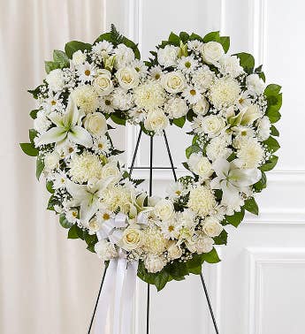 Always Remember Floral Heart Tribute- White