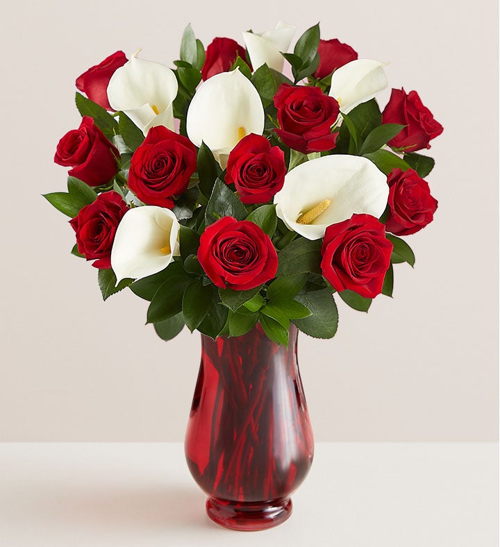 Stunning Red Rose & Calla Lily Bouquet