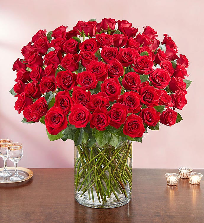 100 Premium Long Stem Red Roses