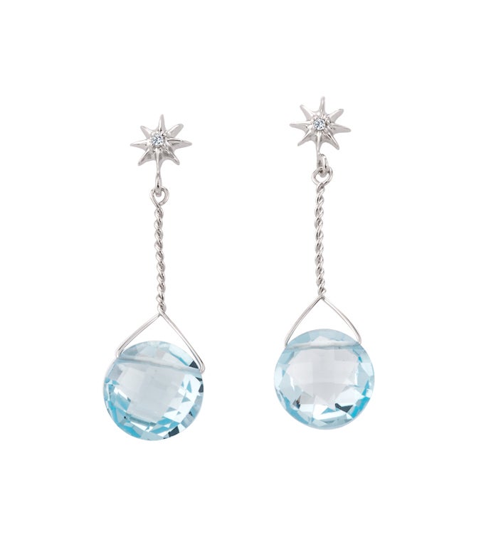 Aquamarine Star Post Earrings