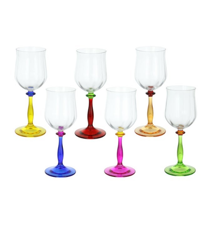 6 PC Multi Color Wine Set