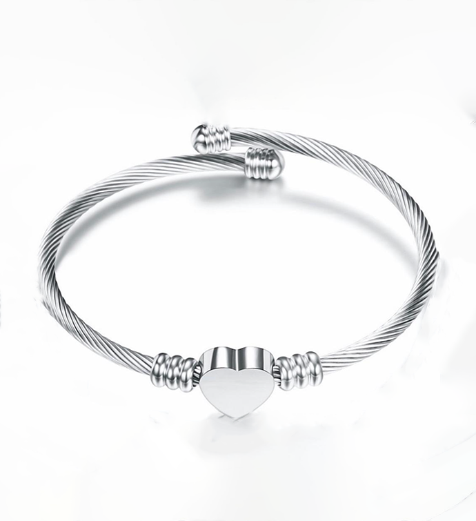 Silver Adjustable Heart Bracelet