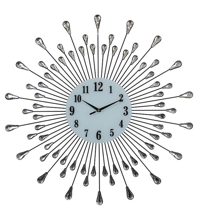 Silver Droplets Wall Clock