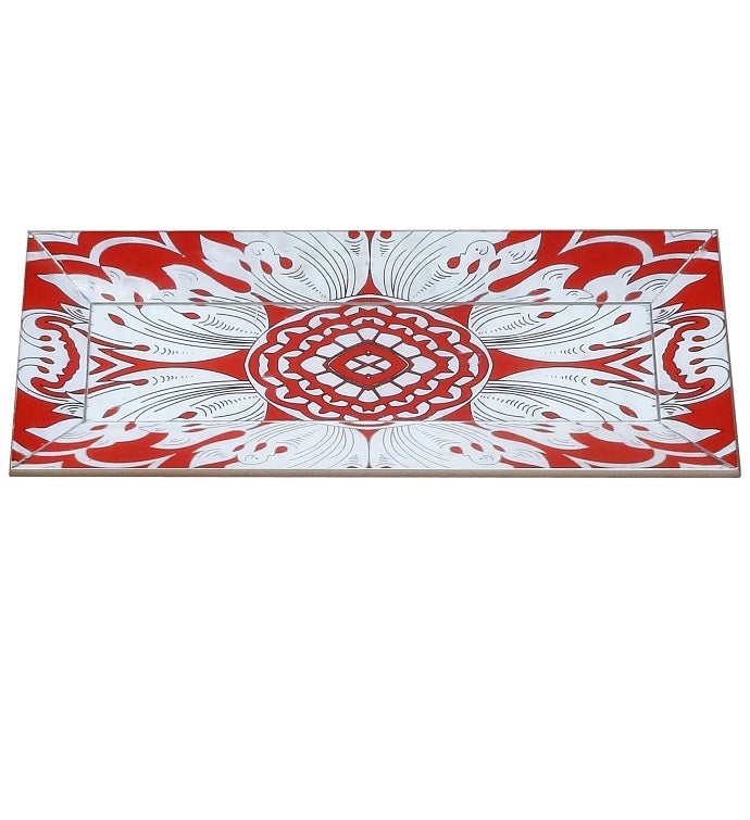 Handmade Reverse Painted Mirror Tray   Small