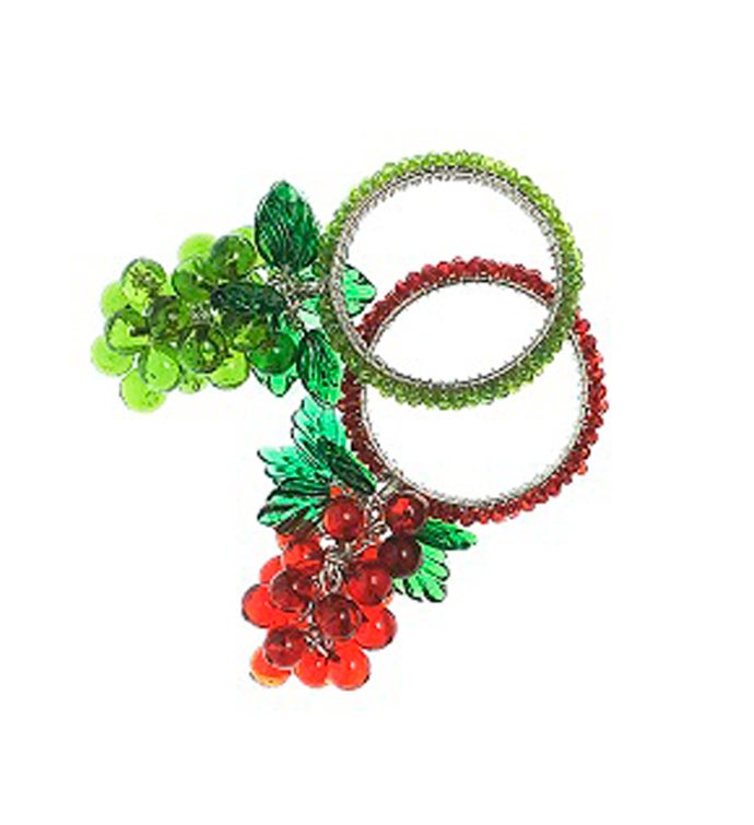 Set of Six Grape Napkin Rings in Red