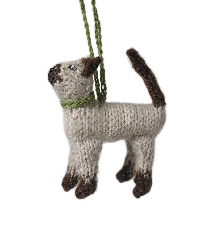 Hand Knit Alpaca Wool Christmas Ornament - Cats!