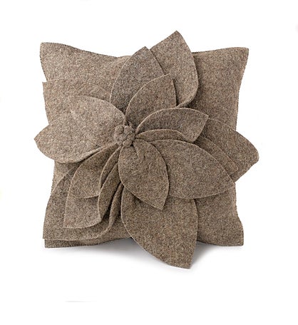Hand Felted Wool  Pillow Cover - 3D Flower