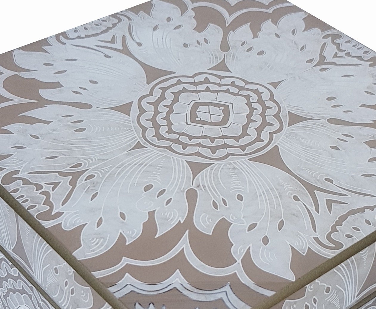 Handmade Reverse Painted Mirror Square Box - Medium