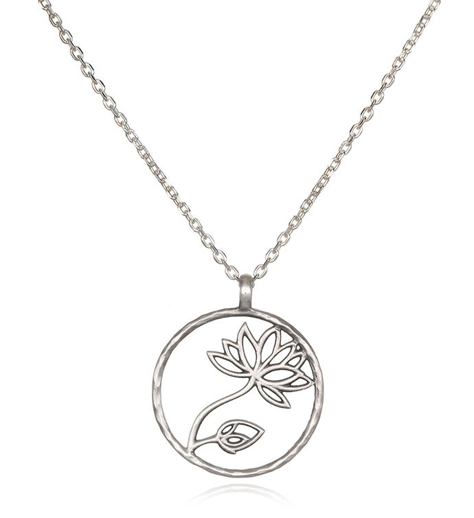 Sterling Silver Lotus Cutout Pendant Necklace