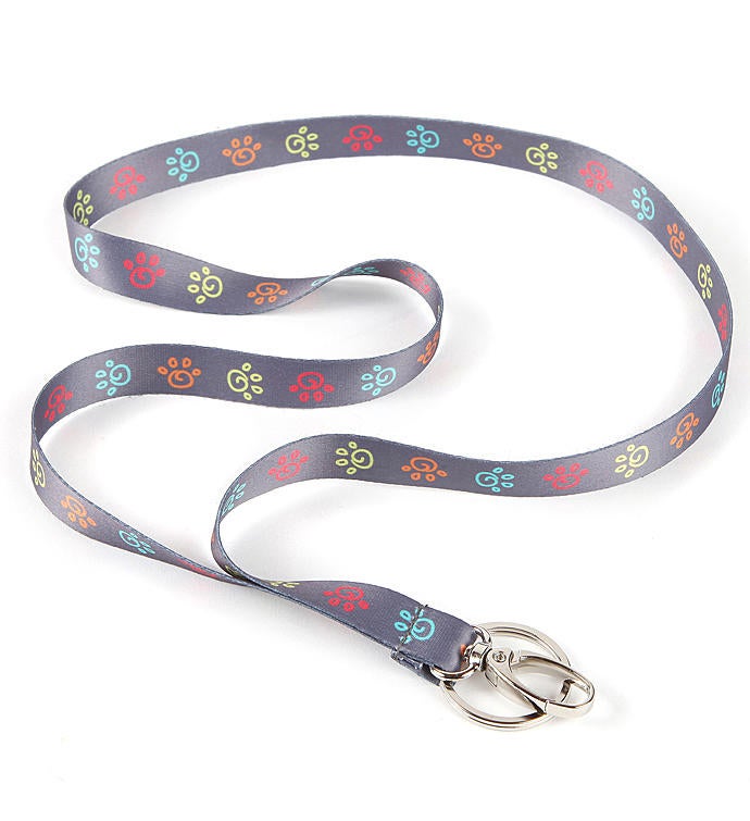 Colorful Paws Ribbon Lanyard With Hook And Key Ring