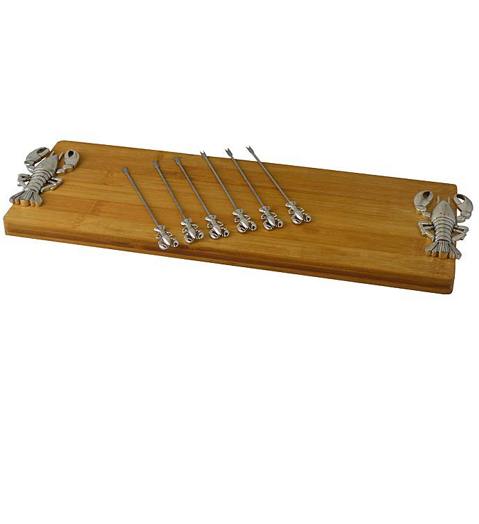 Cheese Board With 6 Picks, Silver Lobster