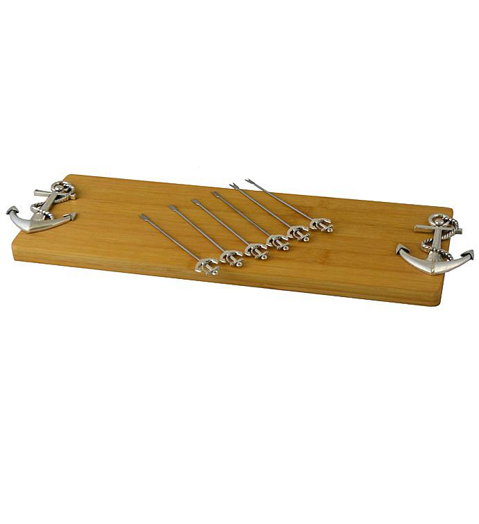 Cheese Board With 6 Picks, Silver Anchor