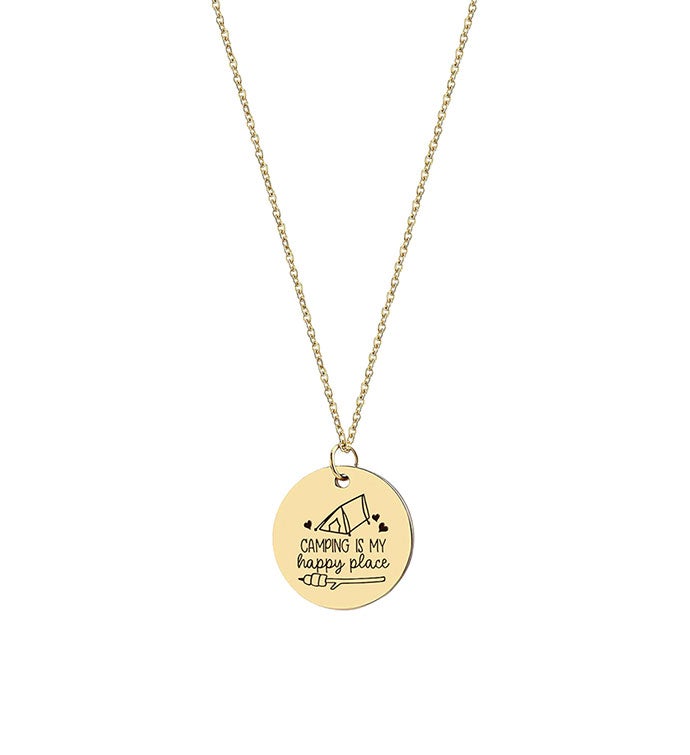 Camping Is My Happy Place Charm Necklace