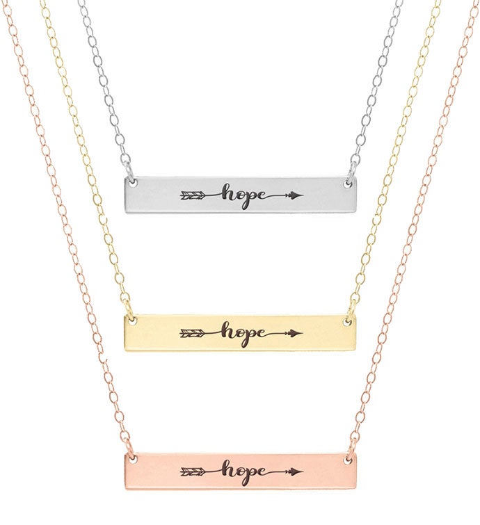 Hope Engraved Word Bar Necklace