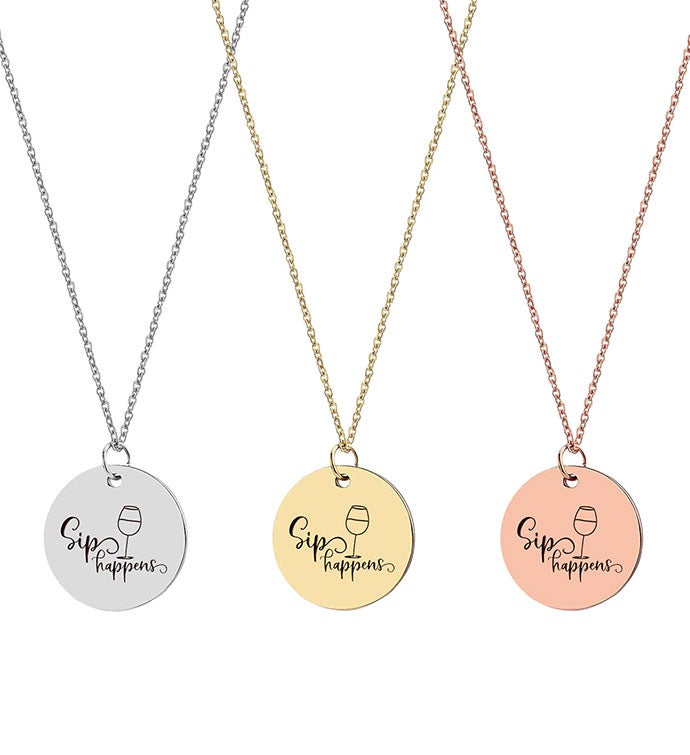 Sip Happens Necklace Pendant Mom