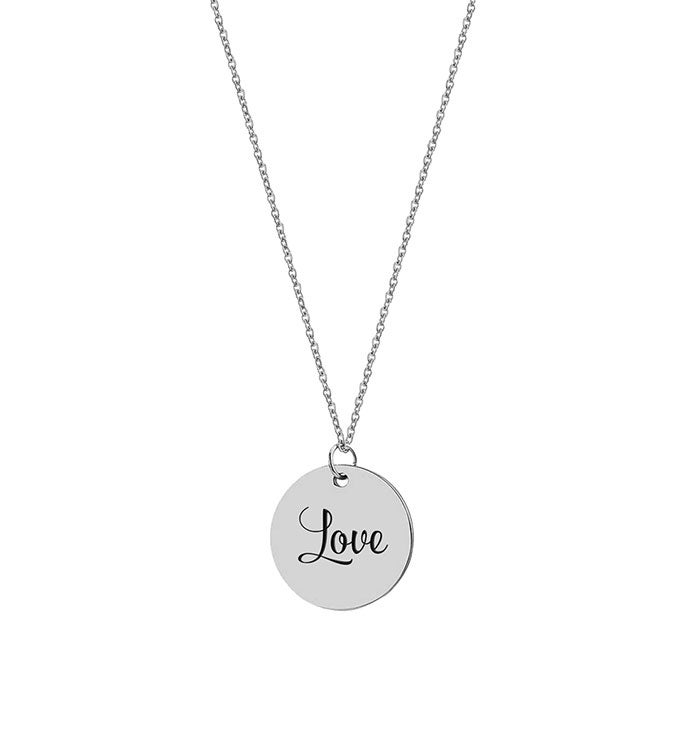 Love Engraved Stainless Steel Charm Necklace