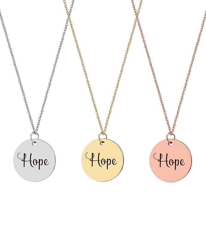 Hope Engraved Motivational Necklace