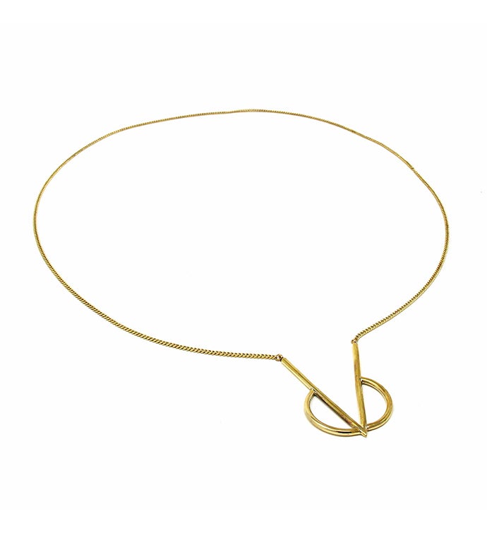 Handmade Long Brass Geometric Intersect Necklace