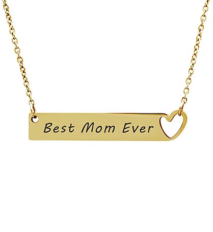 Anavia - Best Mom Ever Heart Cut-out Bar Necklace