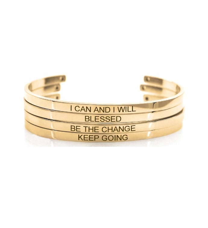 Anavia - Never Give Up Motivational Cuff Bangle Bracelet