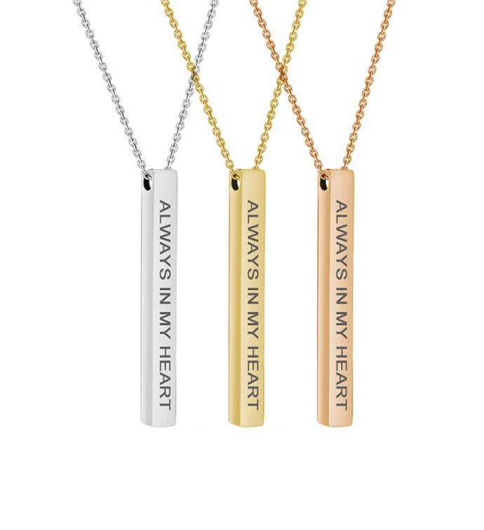 "Always In My Heart" Bar Necklace