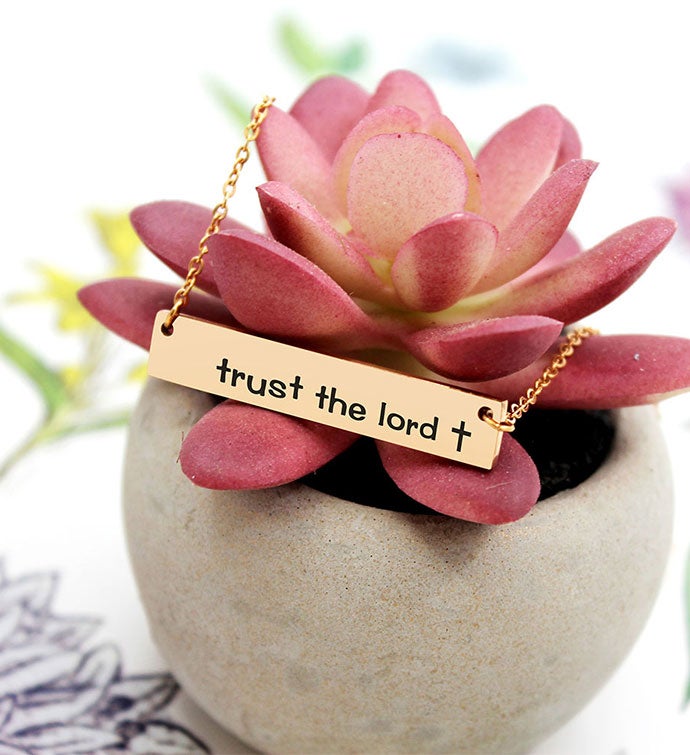Anavia   Trust The Lord Religious Bar Necklace