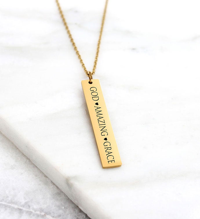 Anavia   God Amazing Grace Religious Bar Necklace