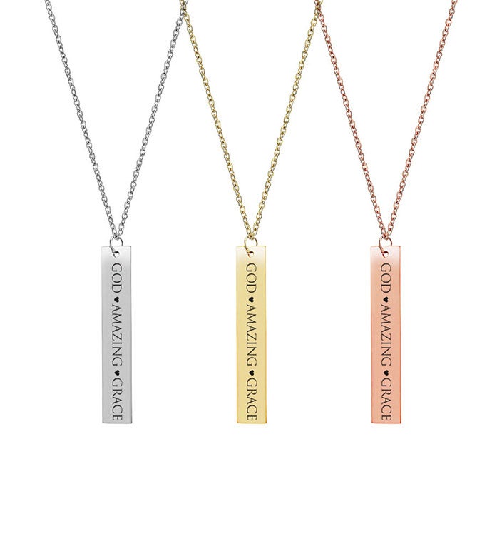 Anavia - God Amazing Grace Religious Bar Necklace