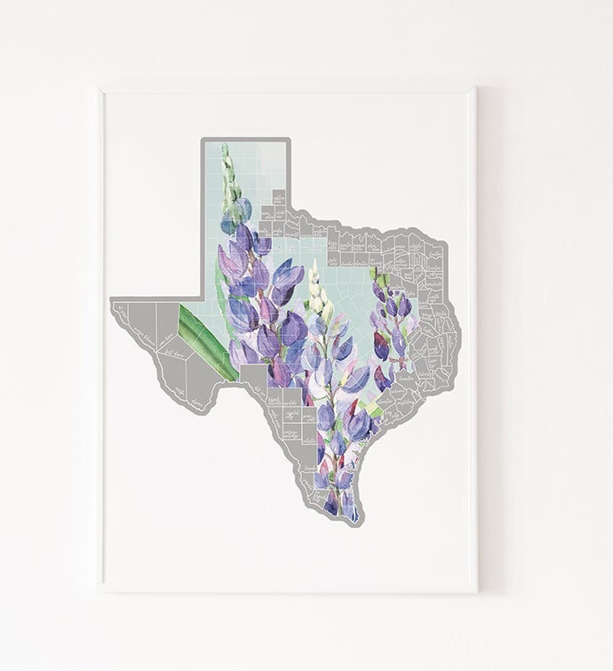 Scratch Your Travels Texas Bluebonnet Map
