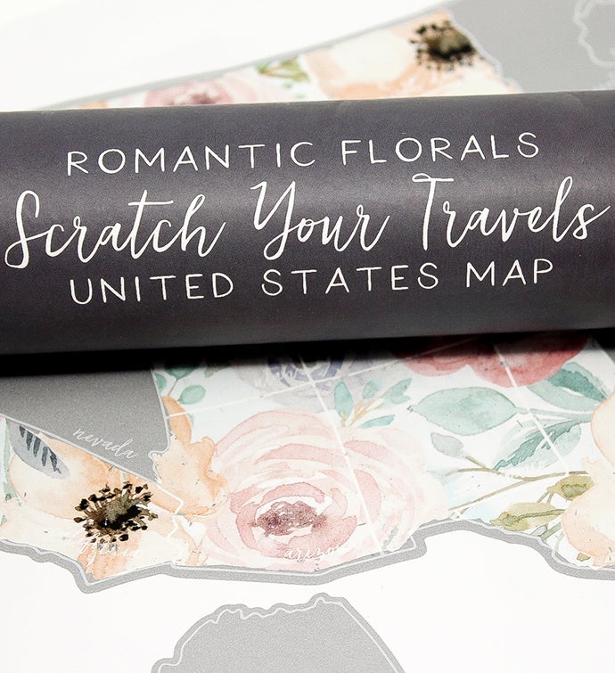 Scratch Your Travels Romantic Florals Usa Map