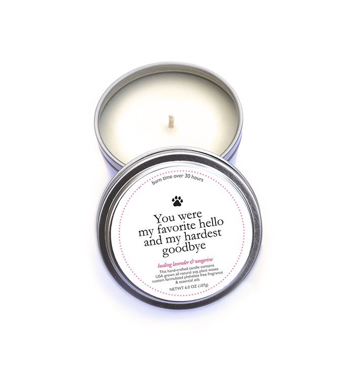 Favorite Hello Hardest Goodbye Pet Memorial Candle | 1800Flowers.com ...