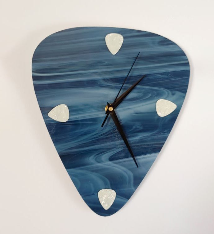 Art Glass Electric Guitar Pick Wall Clock MK004940