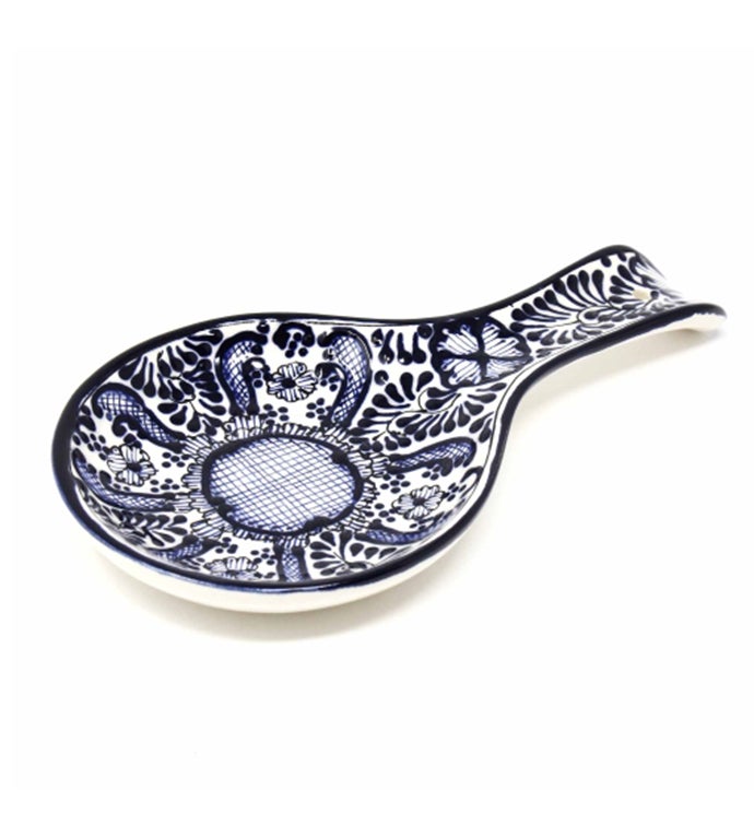 Encantada Handmade Pottery Spoon Rest - Dots & Flowers