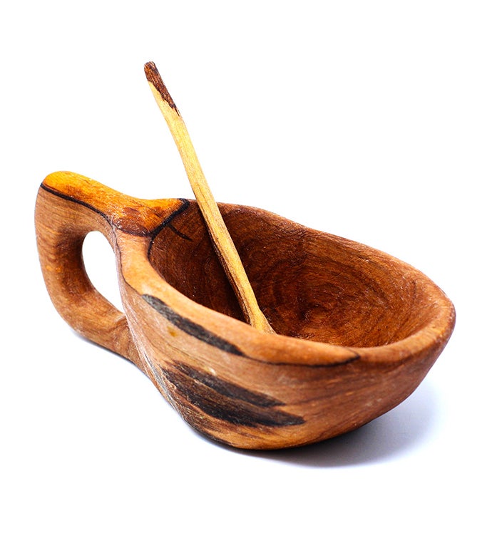 Handmade Reclaimed Olive Wood Rustic Salt Pot