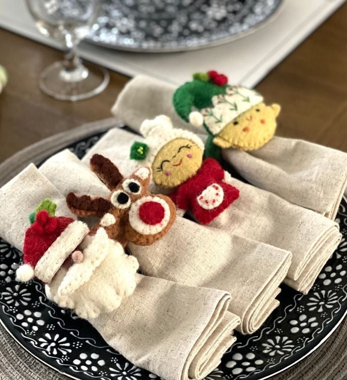 Handmade Felt Christmas Napkin Rings, Set Of 4