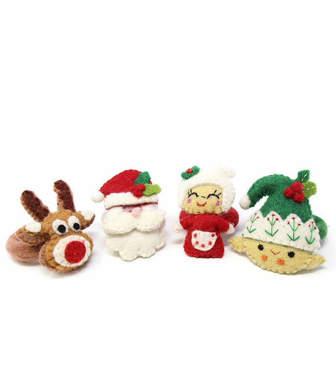 Handmade Felt Christmas Napkin Rings, Set Of 4