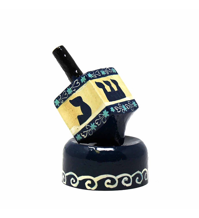 Hanukkah Handpainted Papier Mache Dreidel