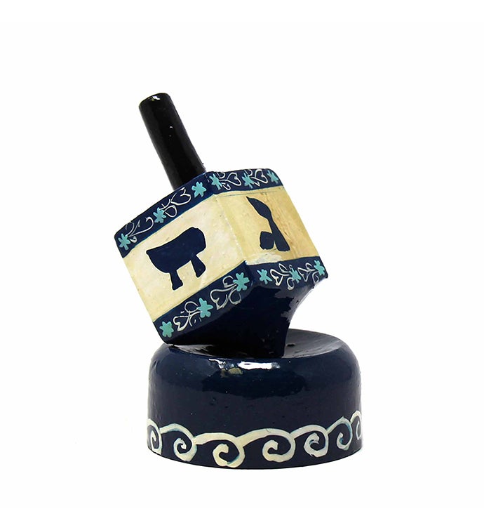 Hanukkah Handpainted Papier Mache Dreidel