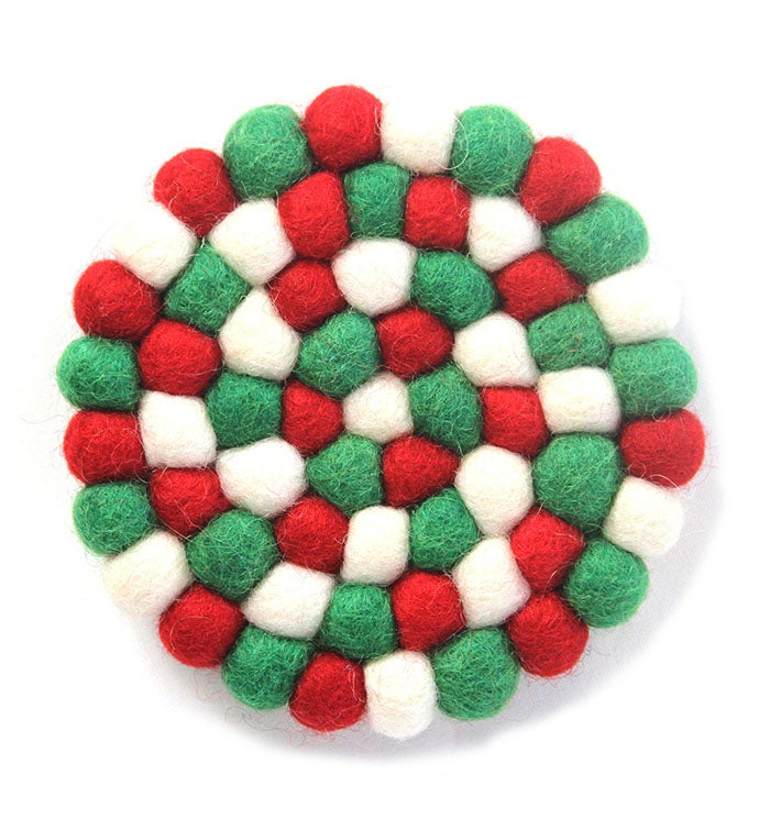 Handmade Felt Jolly Holiday Trivet / Hot Pad
